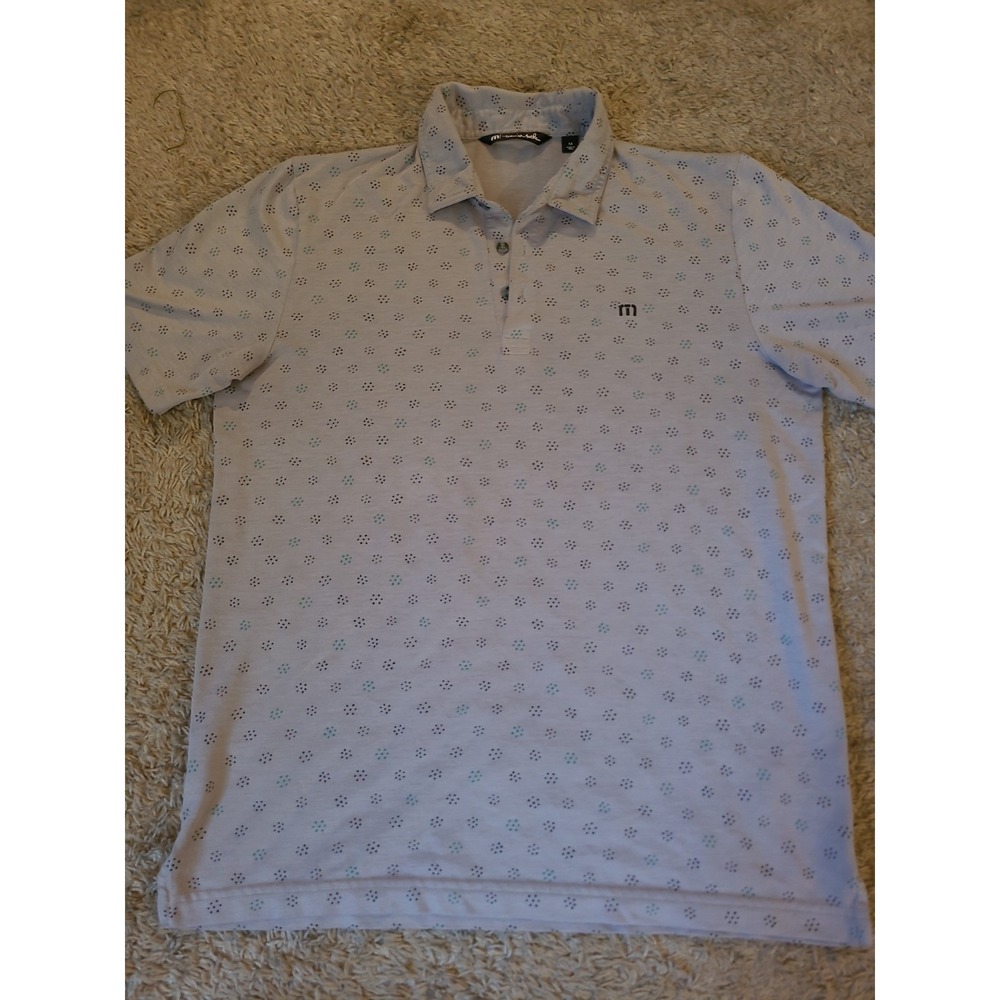 Travis Mathew Men's Size Medium Gray Geometric Golf Polo Shirt